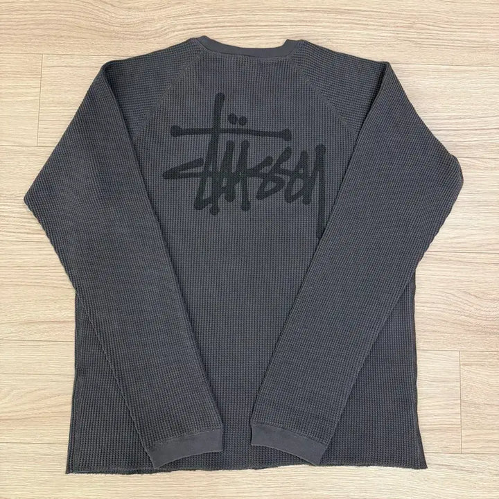 [BUNJANG] Stussy Raglan Thermal Long Sleeve Crew Washed Black / [XL] 스투시 래글런 써멀 롱슬리브 크루 워시드 블랙