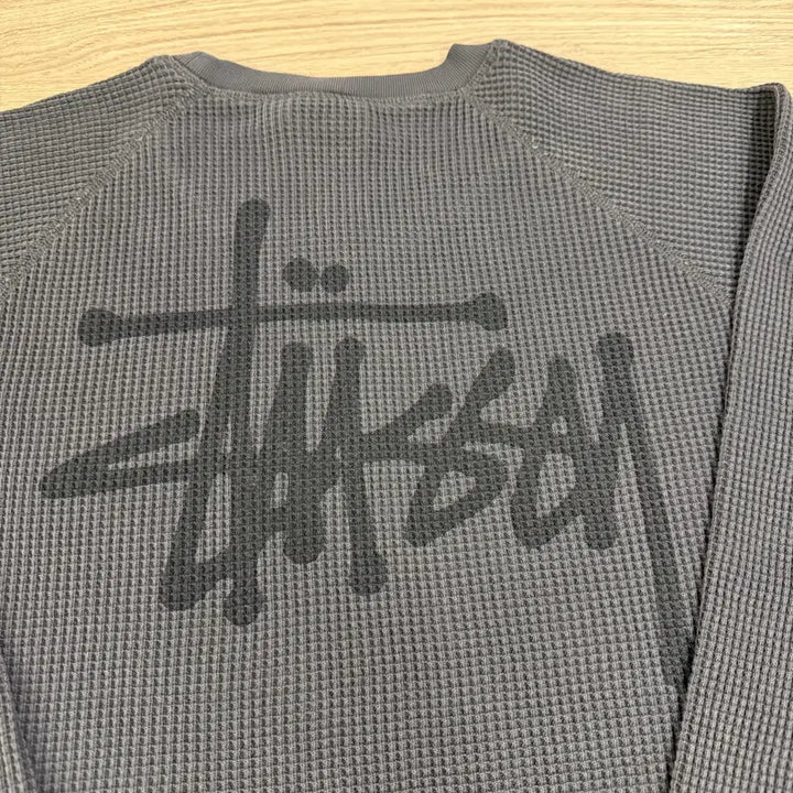 [BUNJANG] Stussy Raglan Thermal Long Sleeve Crew Washed Black / [XL] 스투시 래글런 써멀 롱슬리브 크루 워시드 블랙