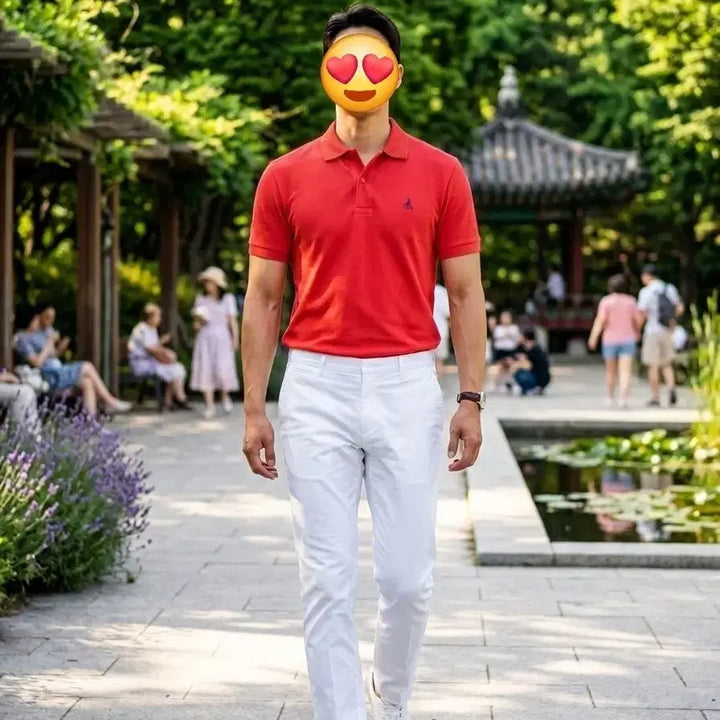 [BUNJANG] Beanpole Coral Short Sleeve Polo Shirt (Size L) / 빈폴 다홍색 반팔 카라 티셔츠(사이즈L,105)