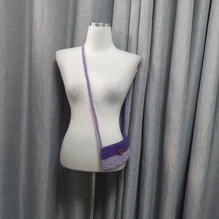 [BUNJANG] Handmade Purple Knitted Mini Crossbody Bag / 퍼플 핸드메이드 뜨개 미니 크로스백
