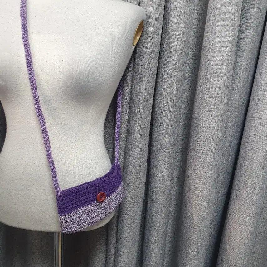 [BUNJANG] Handmade Purple Knitted Mini Crossbody Bag / 퍼플 핸드메이드 뜨개 미니 크로스백