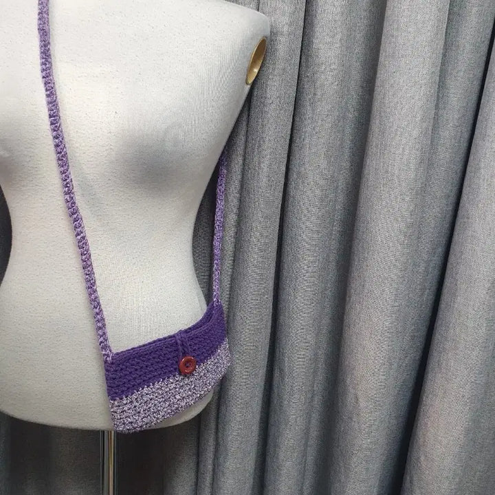 [BUNJANG] Handmade Purple Knitted Mini Crossbody Bag / 퍼플 핸드메이드 뜨개 미니 크로스백