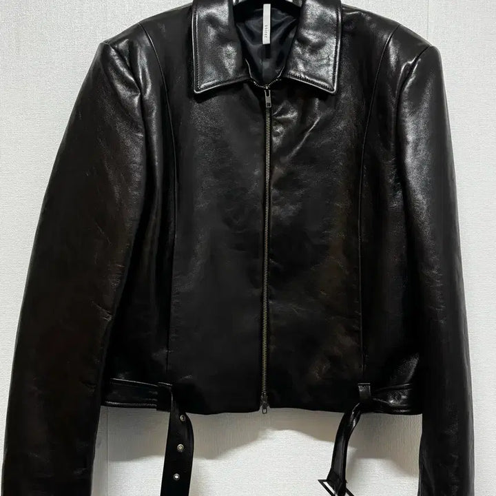 [BUNJANG] Noir Lambs Leather Belted Crop Jacket Black / 노이어 램스 레더 벨티드 크롭 자켓 블랙