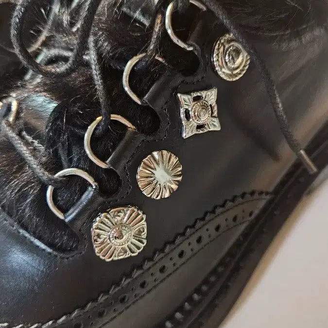 [BUNJANG] TOGA VIRILIS Fur Embellished Wingtip Shoes / TOGA VIRILIS 블랙 퍼 장식 윙팁 슈즈 41(새상품)