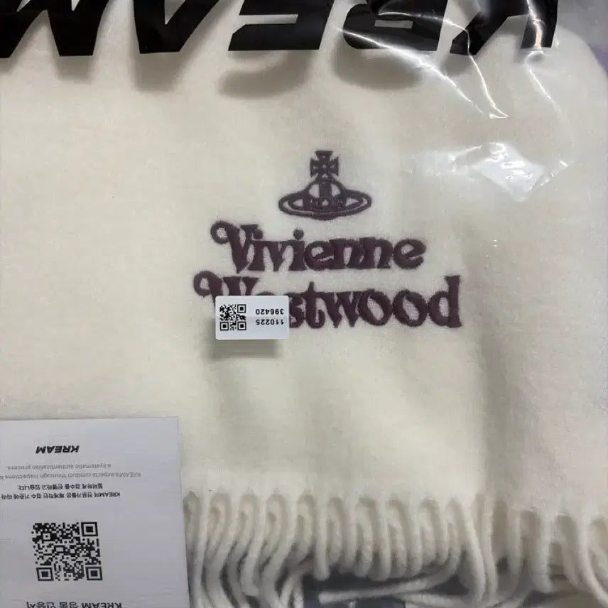 [BUNJANG] Vivienne Westwood White Muffler Scarf (Sealed) / 비비안웨스트우드 머플러 화이트 미개봉 새상품