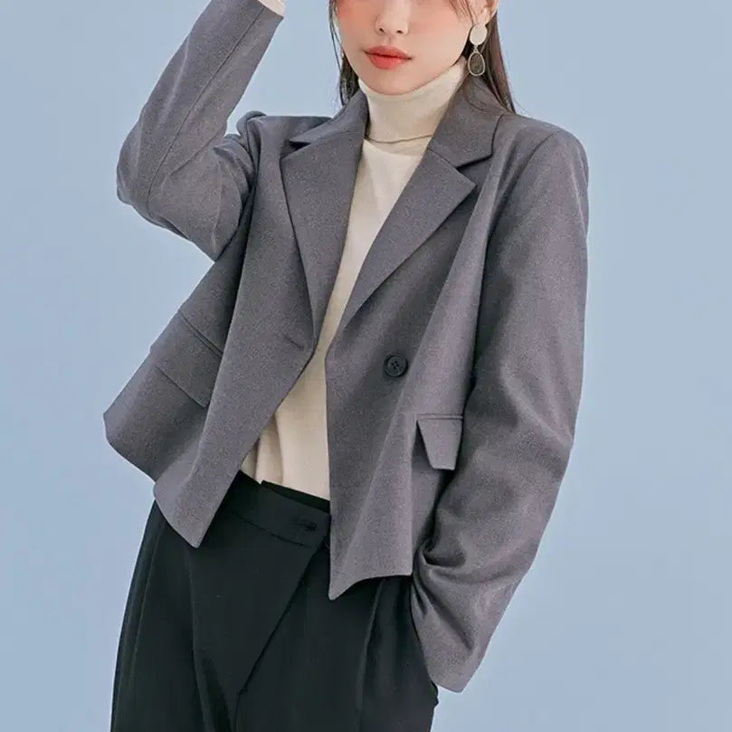 [BUNJANG] 스파오 포우먼 크롭 반 더블 자켓 / 스파오 포우먼 크롭 반 더블 자켓