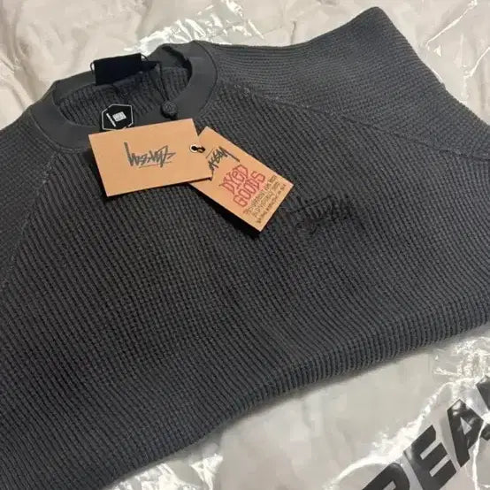 [SOLD OUT] 스투시 래글런 써멀 롱슬리브 크루 워시드 블랙 s사이즈