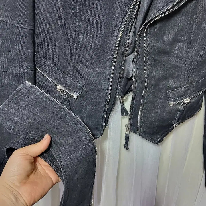 [BUNJANG] BLAZE Black Denim Rider Jacket / 블레이즈 BLAZE 블랙 데님 라이더 자켓(쟈크 1단 2단변형)