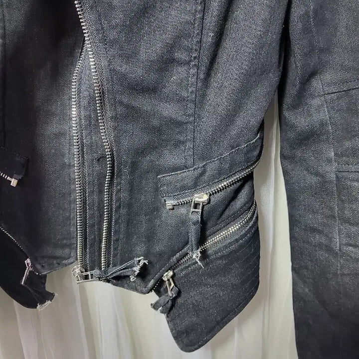 [BUNJANG] BLAZE Black Denim Rider Jacket / 블레이즈 BLAZE 블랙 데님 라이더 자켓(쟈크 1단 2단변형)