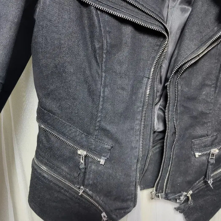 [BUNJANG] BLAZE Black Denim Rider Jacket / 블레이즈 BLAZE 블랙 데님 라이더 자켓(쟈크 1단 2단변형)