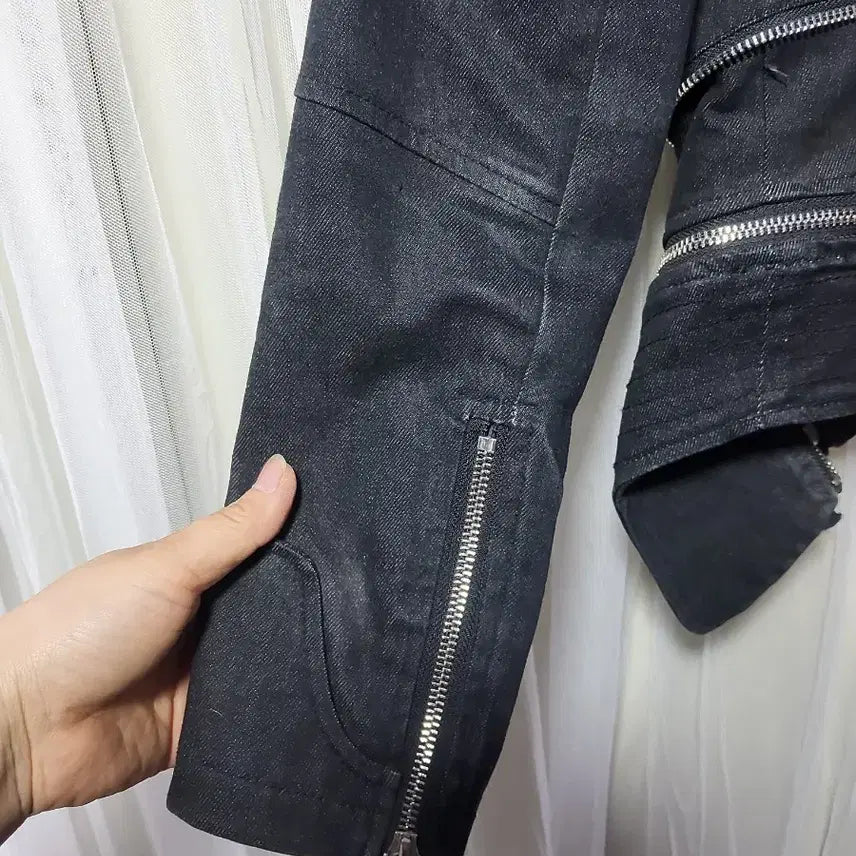 [BUNJANG] BLAZE Black Denim Rider Jacket / 블레이즈 BLAZE 블랙 데님 라이더 자켓(쟈크 1단 2단변형)