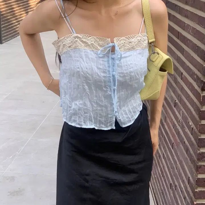 [BUNJANG] Zara Embroidered Sleeveless Blouse / 자라 자수 나시 블라우스
