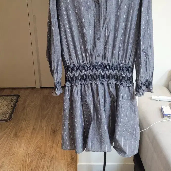 [BUNJANG] Maje Linen Blend Striped Dress - Size 1 / 마쥬 maje 린네소재 원피스 -1사이즈
