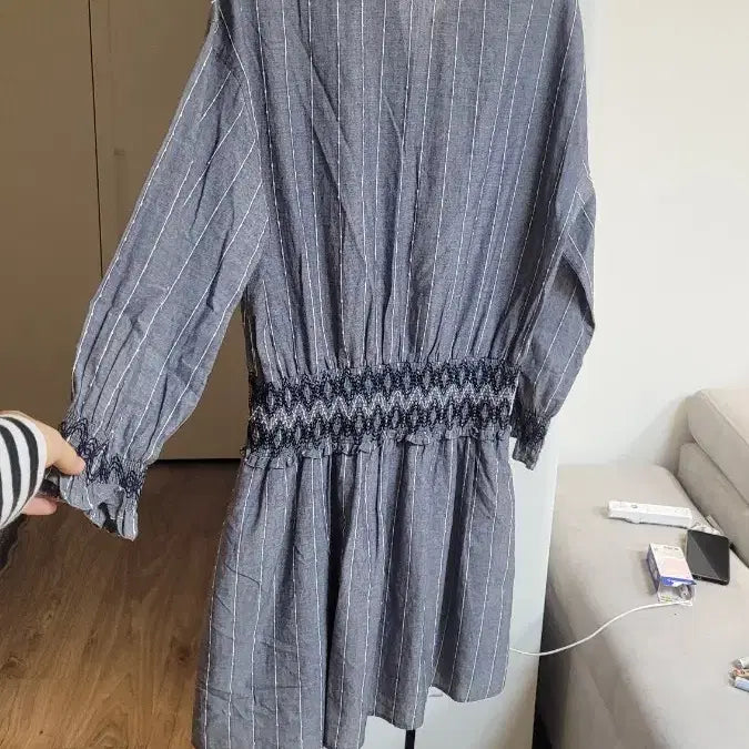 [BUNJANG] Maje Linen Blend Striped Dress - Size 1 / 마쥬 maje 린네소재 원피스 -1사이즈