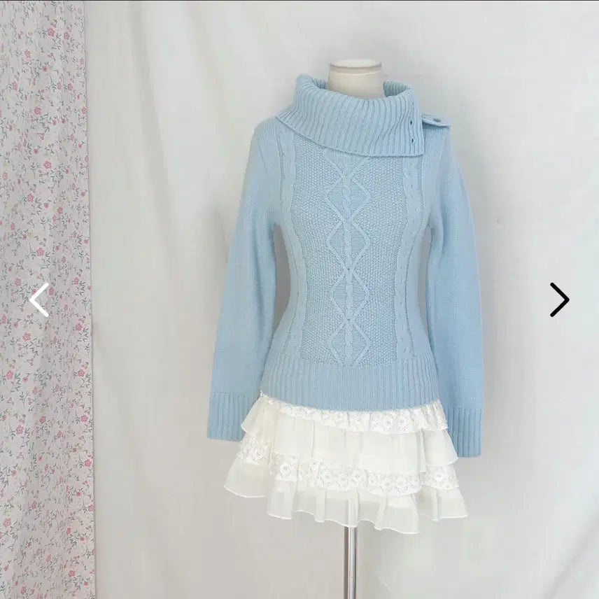 [BUNJANG] Moodbridge Sky Blue Mizuiro Cable Knit Sweater / 무드브릿지 스카이블루 미즈이로 하늘색 꽈배기 니트