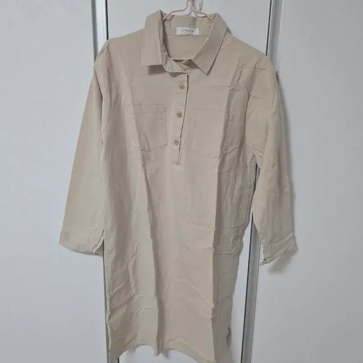 [BUNJANG] Yuripit Beige Collar Neck Shirt Dress / 여리핏 소녀룩 스쿨룩 베이지 카라넥 셔츠 원피스