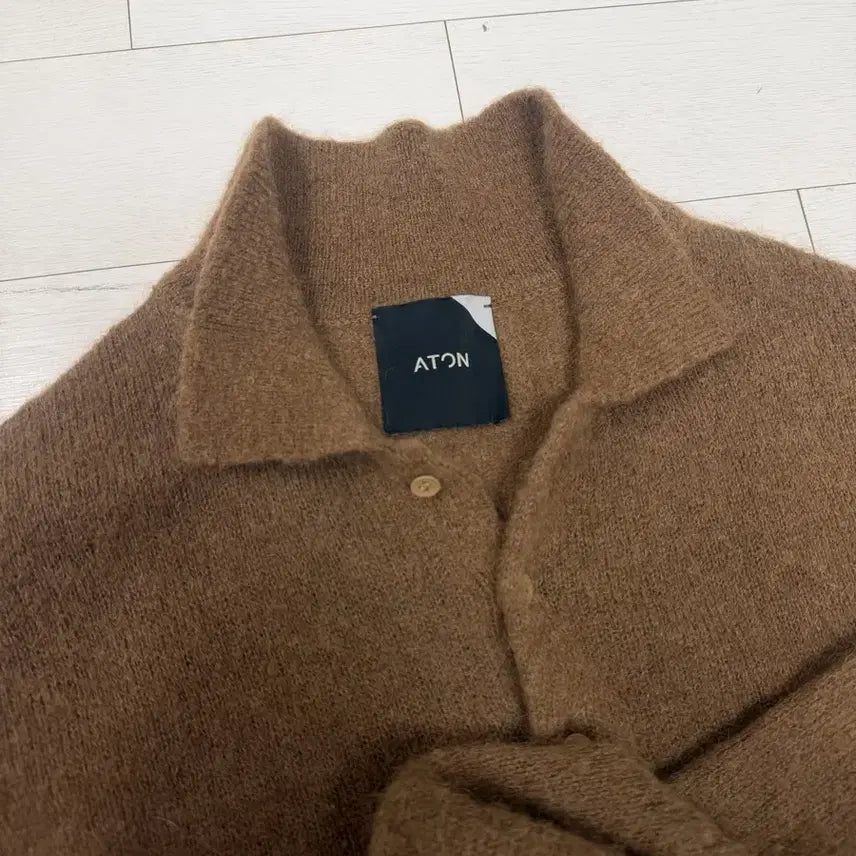 [BUNJANG] ATON Baby Alpaca Polo Knit Camel Brown Size 2 / ATON 베이비 알파카 폴로 니트 카멜 브라운 2 사이즈  상태 9.5/