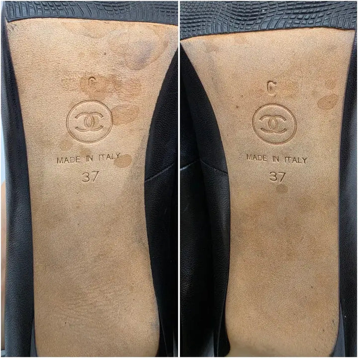 [BUNJANG] Chanel Two-Tone Slingback Heels / (정품)샤넬 옐로우/블랙 투톤 슬링백 힐 250~255