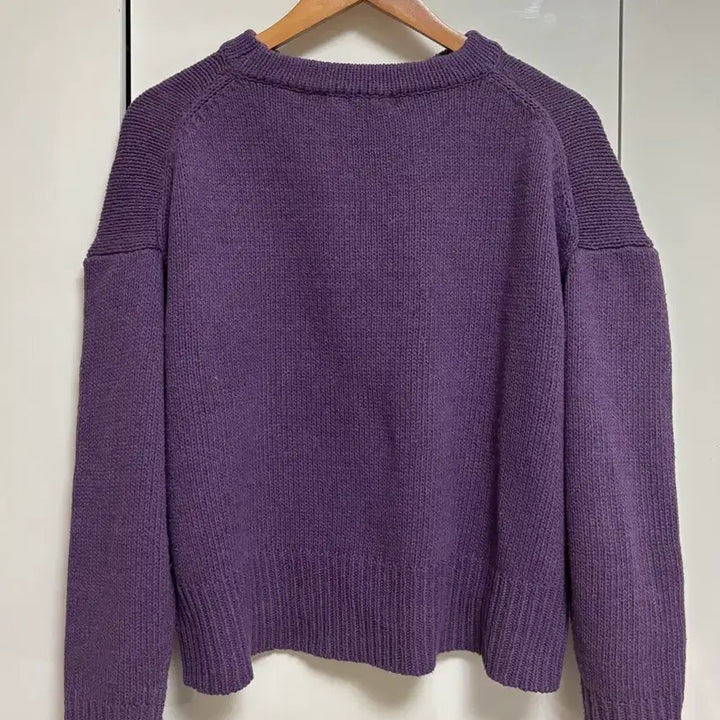 [BUNJANG] Purple Round Neck Knit Sweater / 퍼플 라운드넥 니트