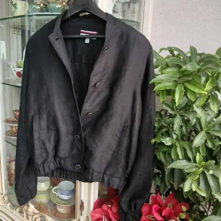 [SOLD OUT] 타미힐피거 블랙 린넨 봄버 자켓 55