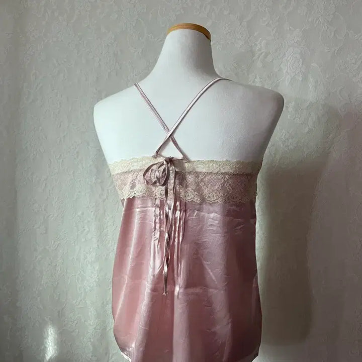 [BUNJANG] Romantic Pink Satin Lace Camisole / 로맨틱 핑크 새틴 레이스 캐미솔