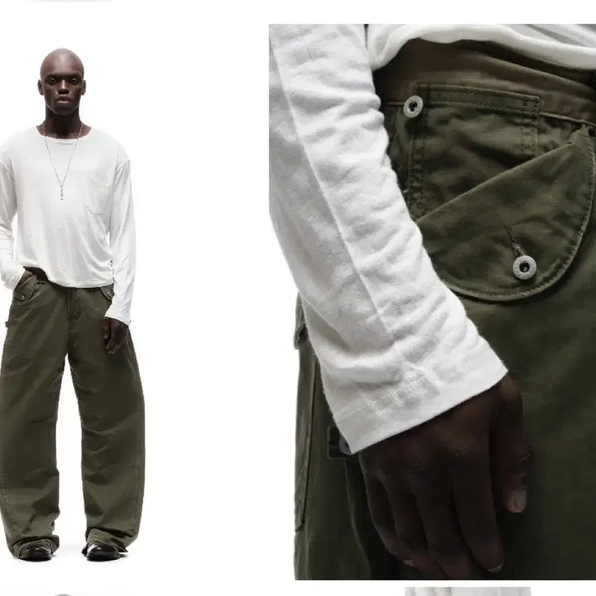 [BUNJANG] Nofaithstudios Herringbone Pants Khaki / Nofaithstudios 헤링본 팬츠 카키