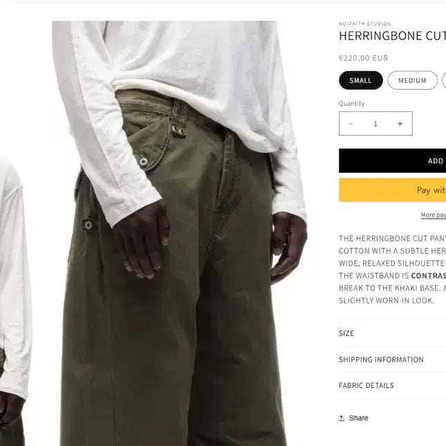 [BUNJANG] Nofaithstudios Herringbone Pants Khaki / Nofaithstudios 헤링본 팬츠 카키