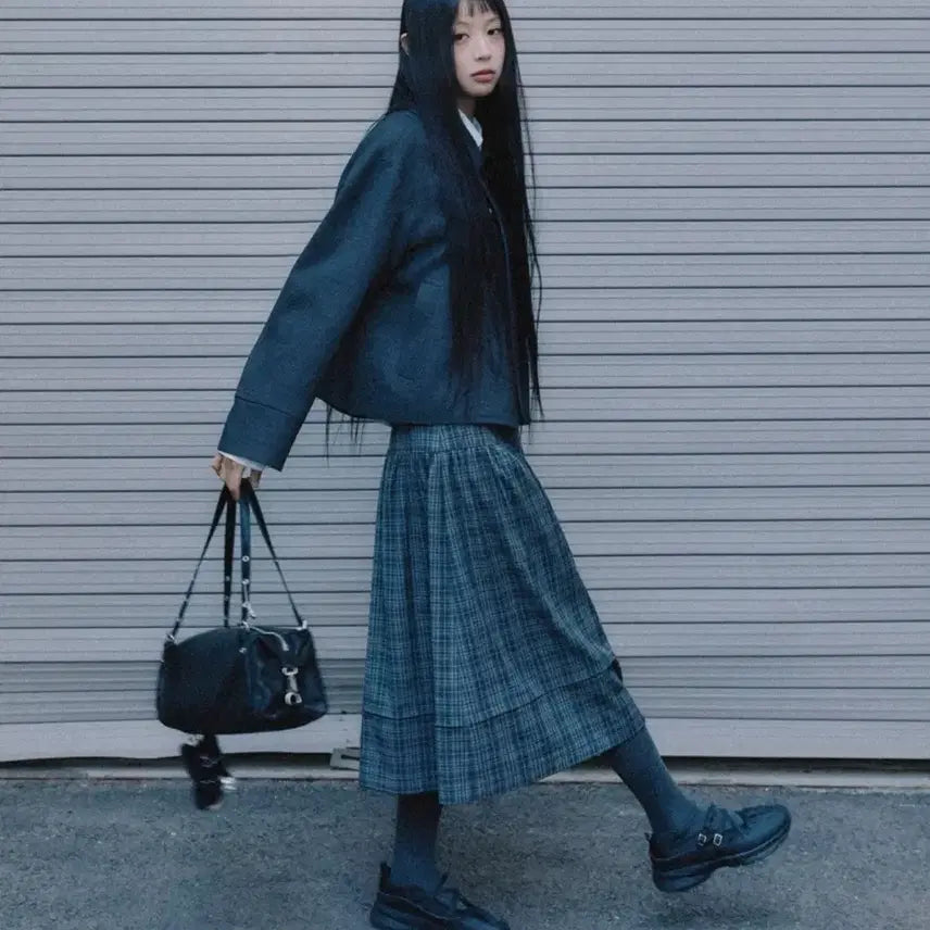 [BUNJANG] Seo Ji Soo Missha Check Midi Skirt / 서지수 미쏘 체크 미디 스커트
