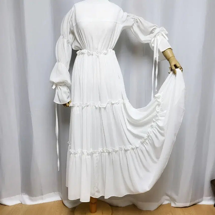 [BUNJANG] Dint Sheer Loose Fit Chiffon Long Dress / 딘트 여리여리 루즈핏 쉬폰 롱 원피스 /프리