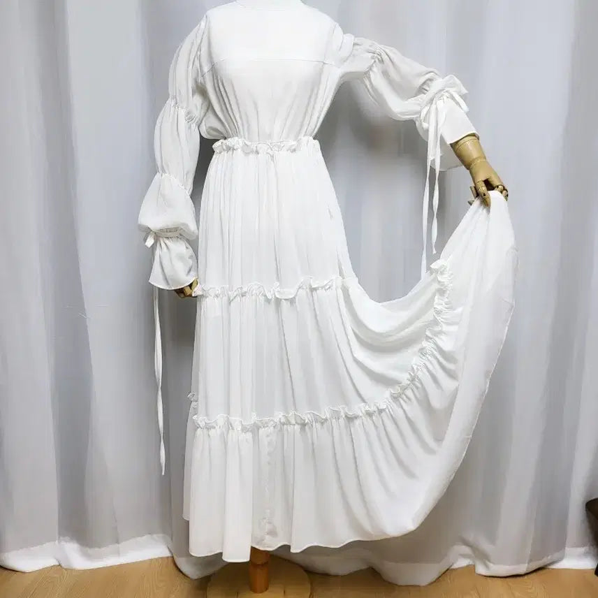 [BUNJANG] Dint Sheer Loose Fit Chiffon Long Dress / 딘트 여리여리 루즈핏 쉬폰 롱 원피스 /프리