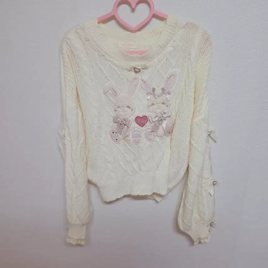 [BUNJANG] Liz Lisa Twin Bunny Knit Sweater / 정품) 리즈리사 트윈버니 니트 화이트