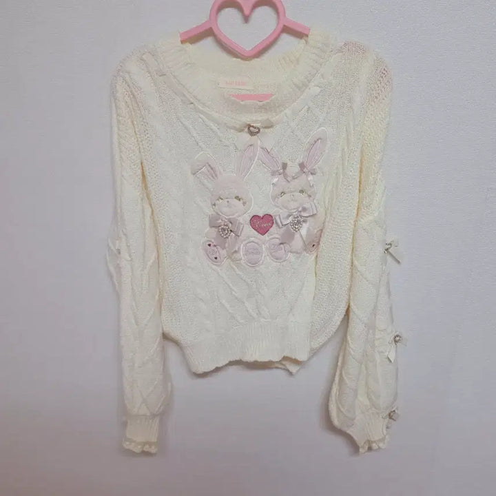 [BUNJANG] Liz Lisa Twin Bunny Knit Sweater / 정품) 리즈리사 트윈버니 니트 화이트