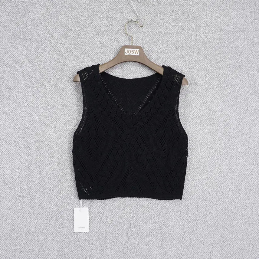 [BUNJANG] Diagonal Drop Lace Knit Top / [미사용] 다이애그널 드롭 레이스 니트 탑 free