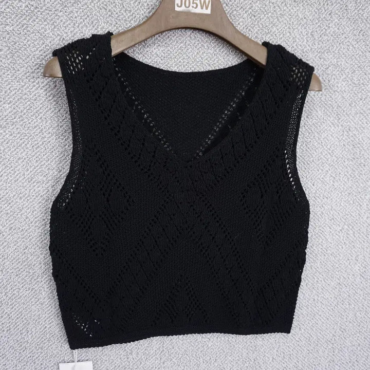 [BUNJANG] Diagonal Drop Lace Knit Top / [미사용] 다이애그널 드롭 레이스 니트 탑 free