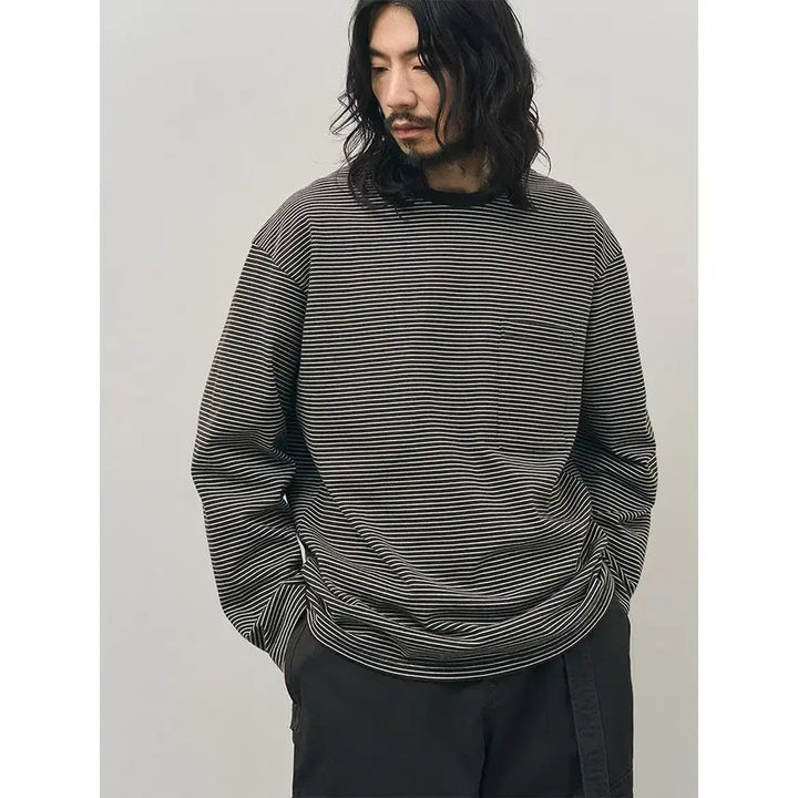 [BUNJANG] Rough Side 25SS Pin Stripe Long Sleeve Bark / 2) 러프사이드 스트라이프 롱슬리브 바크