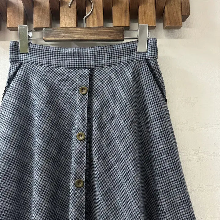[BUNJANG] Axes Femme Check Pattern Button Flare Skirt / 일본빈티지 엑시즈팜 Axes Femme 체크 패턴 버튼 플레어 스커트