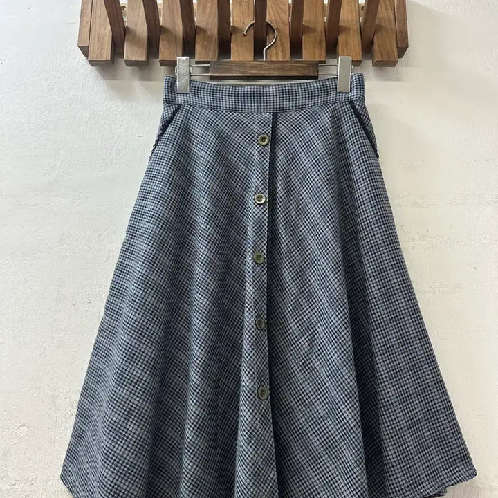 [BUNJANG] Axes Femme Check Pattern Button Flare Skirt / 일본빈티지 엑시즈팜 Axes Femme 체크 패턴 버튼 플레어 스커트