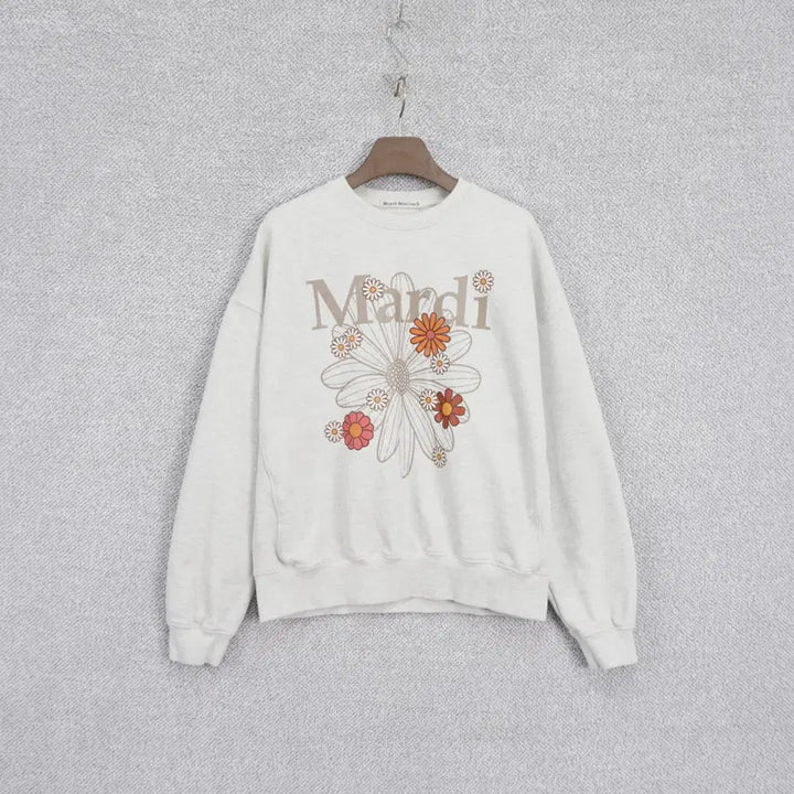 [BUNJANG] Mardi 2025 Flower Blossom Sweatshirt Oatmeal / 마르디 2025 플라워 블라썸 스웻셔츠 오트밀 free