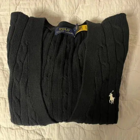 [BUNJANG] Polo Ralph Lauren Black Cable Knit Cardigan / 폴로 랄프로렌 블랙 케이블 니트 가디건