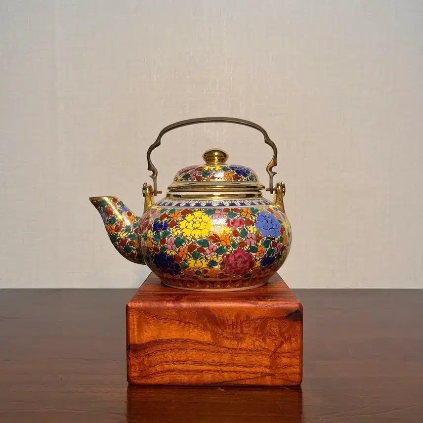[BUNJANG] Japanese Porcelain Floral Teapot (Copper Handle) / 일본 도자기 화훼문 주전자 (동 손잡이)