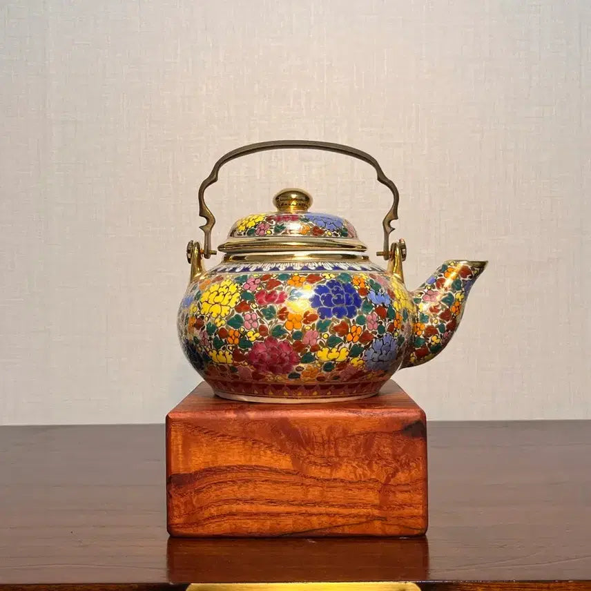 [BUNJANG] Japanese Porcelain Floral Teapot (Copper Handle) / 일본 도자기 화훼문 주전자 (동 손잡이)
