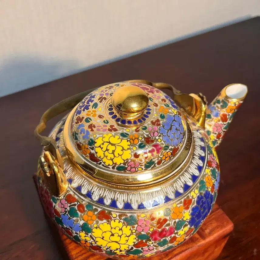 [BUNJANG] Japanese Porcelain Floral Teapot (Copper Handle) / 일본 도자기 화훼문 주전자 (동 손잡이)