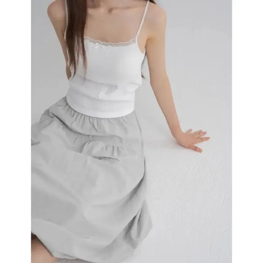 [BUNJANG] 8 Seconds Balloon Long Skirt Light Gray / 에잇세컨즈 벌룬 롱 스커트 라이트 그레이