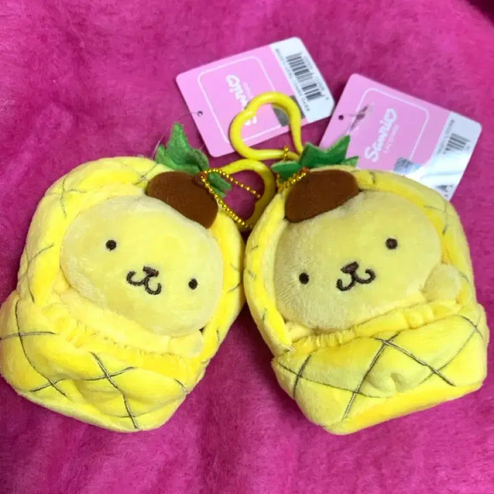 [BUNJANG] Sanrio Pompompurin Pineapple House Mascot Keychain / 폼폼푸린 과일하우스 파인애플 인형 키링 산리오 정품 새상품