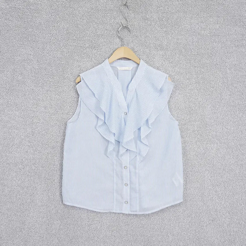 [BUNJANG] Sse 23SS Striped Sleeveless Ruffle Blouse Size 55 / 씨 23SS 스트라이프 민소매 러플 블라우스 55size