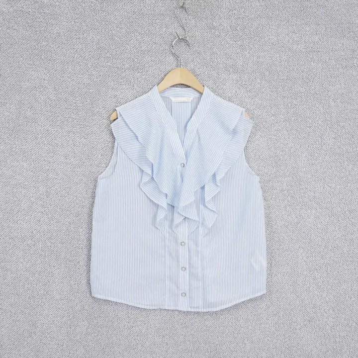 [BUNJANG] Sse 23SS Striped Sleeveless Ruffle Blouse Size 55 / 씨 23SS 스트라이프 민소매 러플 블라우스 55size