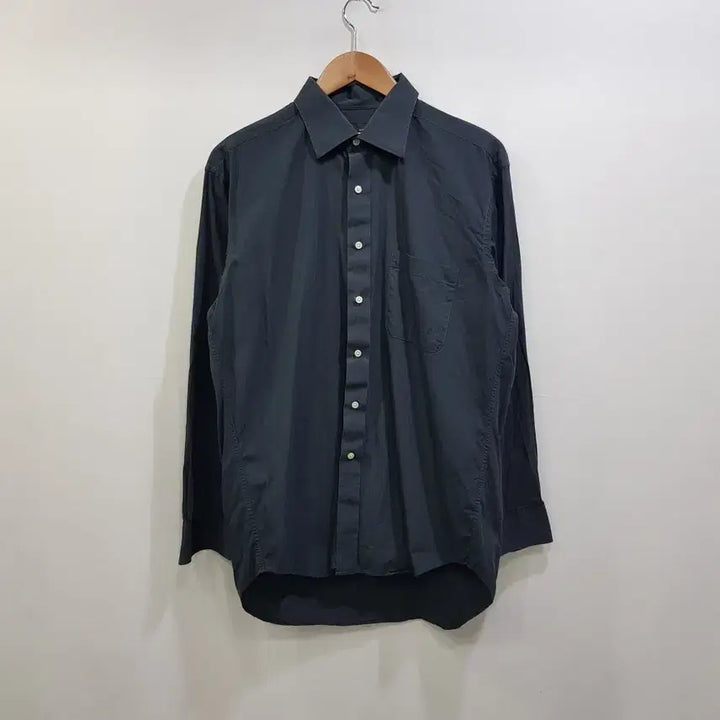 [BUNJANG] Vintage Charcoal Solid Long Sleeve Shirt - Men&