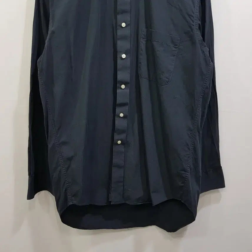 [BUNJANG] Vintage Charcoal Solid Long Sleeve Shirt - Men&