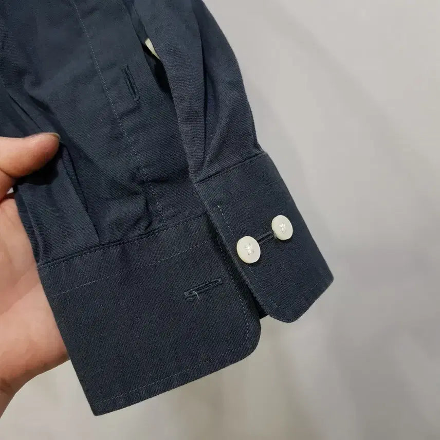 [BUNJANG] Vintage Charcoal Solid Long Sleeve Shirt - Men&