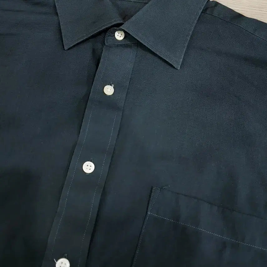 [BUNJANG] Vintage Charcoal Solid Long Sleeve Shirt - Men&